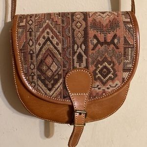 Tapestry Detail Shoulder Bag